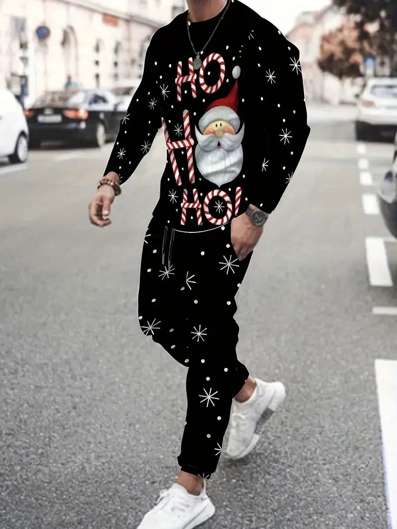 Christmas Clothing Set Spring Autumn Men Women Fashion 3D Printing Fashion Casual Sportswear Sweatshirt Jogging Pants 2Pcs Sets
