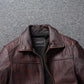 Retro Distressed Lapel First Layer Cowhide Leather Motorcycle Jacket Men's Slim Short Classic Men's Leather Jacket