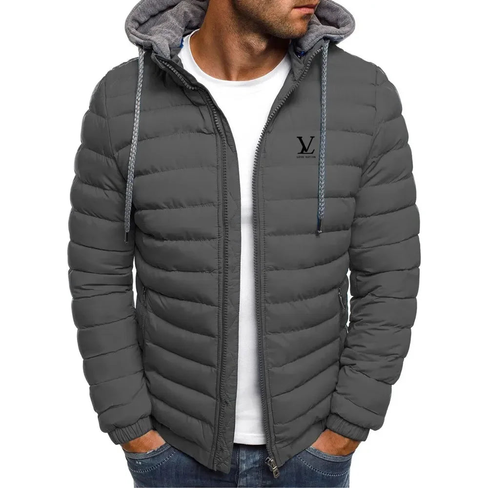 Men's new autumn and winter lightweight cotton-padded jacket, fashionable hooded jacket, outdoor sports hiking men's short coat