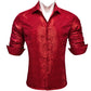 Designer Silk Shirts for Men Blue Gold Green Red White Black Paisley Embroidered Slim Fit Male Blouses Casual Long Sleeve