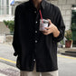 2025 Spring Fall Casual Shirts Mens Long Sleeve Buttoned Leisure Cardigan Tops For Men Trendy Solid Color Turn-down Collar Shirt