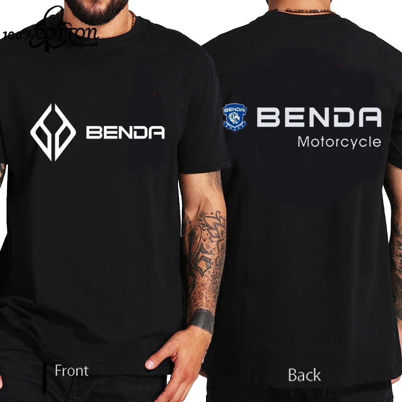 Harajuku Benda Motorcycle printed T-shirt 100%Cotton top Unisex shirt short sleeve O-neck Loose Street Fashion