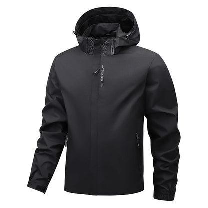 2025 Men's Casual Waterproof Windbreaker Jacket Full Zip Up Hooded Shell Outdoor Hiking Coat For Autumn Plus Size
