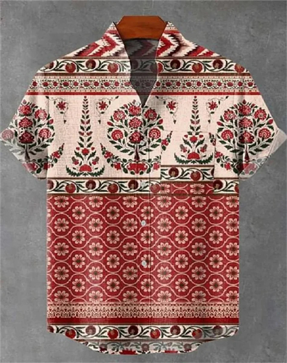 Chemise confortable à manches courtes en lin pour homme, motif géométrique tendance, décontractée, impression 3D HD, livraison r