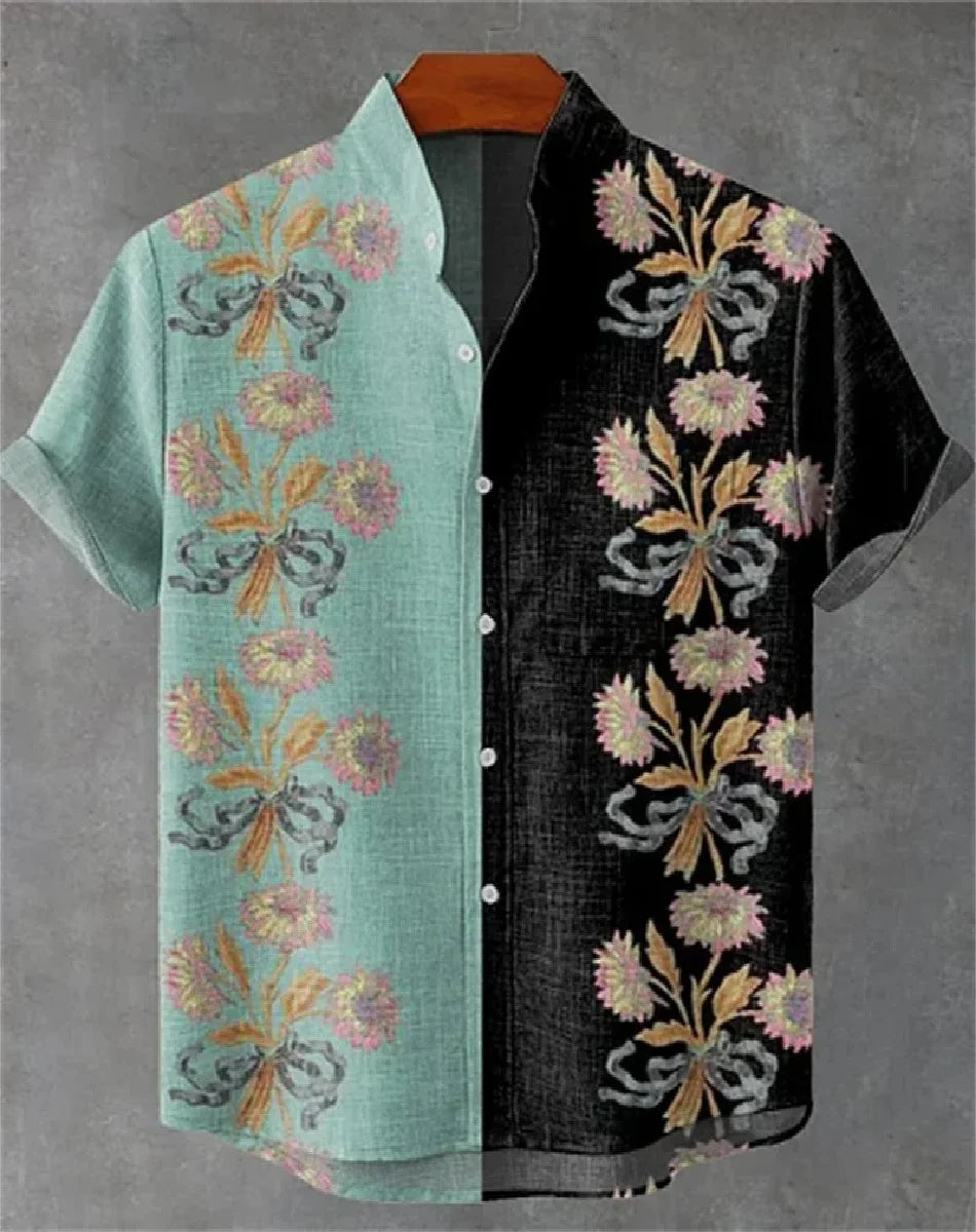 Chemise confortable à manches courtes en lin pour homme, motif géométrique tendance, décontractée, impression 3D HD, livraison r