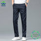 New Summer Cosy Soft Bamboo Fiber Straight Suit Pants Men Business Stretch Thin Navy Blue Casual Trousers Male Large Size 40 42