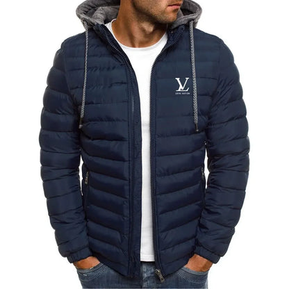 Men's new autumn and winter lightweight cotton-padded jacket, fashionable hooded jacket, outdoor sports hiking men's short coat