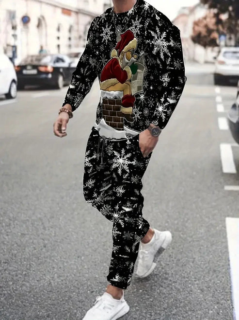 Christmas Clothing Set Spring Autumn Men Women Fashion 3D Printing Fashion Casual Sportswear Sweatshirt Jogging Pants 2Pcs Sets