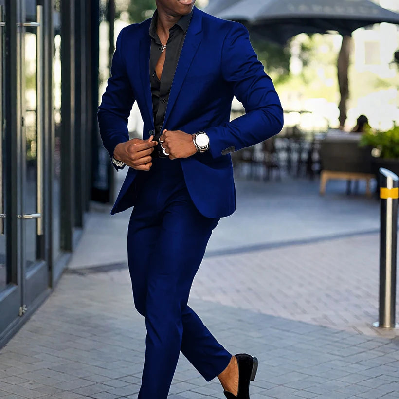 Fashion Black Slim Fit Men Suits Wedding Tuxedos Business Party Prom Best Blazer Sets Masculino 2 Piece Costume Homme Coat Pants