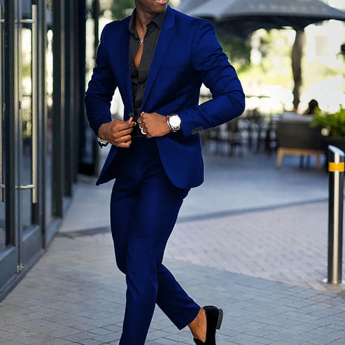 Fashion Black Slim Fit Men Suits Wedding Tuxedos Business Party Prom Best Blazer Sets Masculino 2 Piece Costume Homme Coat Pants