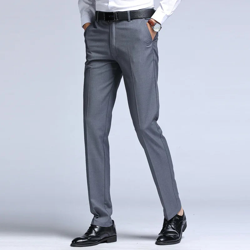 Suit Pants Men Straight Business Office Black Wine Red Plus Size 42 44 45 Slim Fit Spring Autumn Work Male Formal Trousers