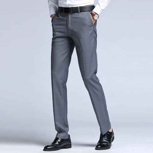Suit Pants Men Straight Business Office Black Wine Red Plus Size 42 44 45 Slim Fit Spring Autumn Work Male Formal Trousers