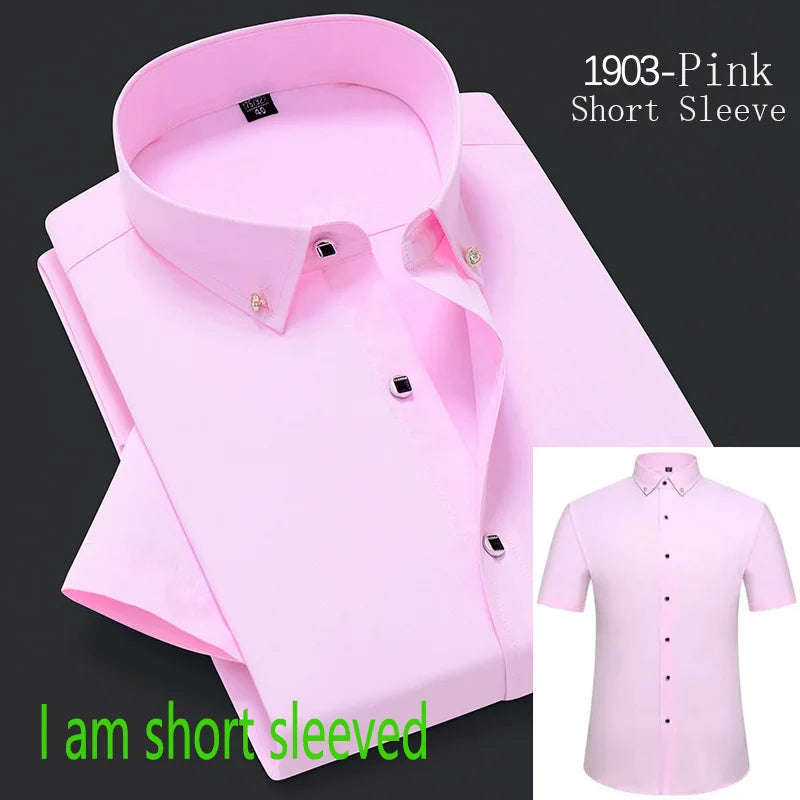 Men's Long Sleeved Shirt Spring and AutumnWhite Casual High Cotton Anti Wrinkle Professional Dress Shirt Men's Diamond Button