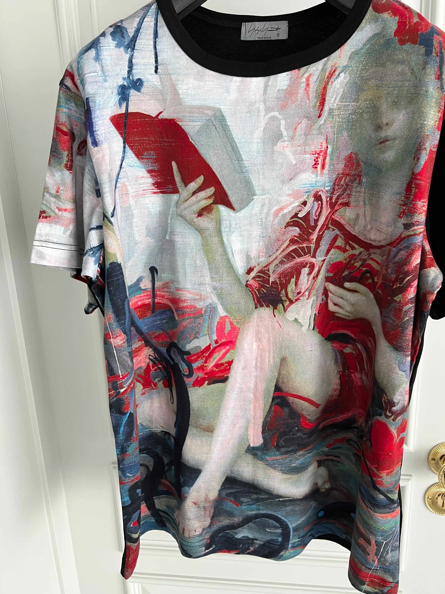 TOP-YAMAMOTO Original Design Collaboration round-neck Silhouette T-shirt, Hawaiian men's and Women's large size