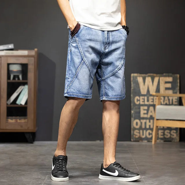 Men's Denim Shorts Cargo Multi-pocket Baggy Five-Point Jeans Shorts Fat Large Size Denim Shorts Plus Size 40 42 44