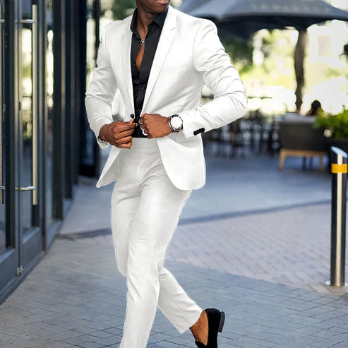 Fashion Black Slim Fit Men Suits Wedding Tuxedos Business Party Prom Best Blazer Sets Masculino 2 Piece Costume Homme Coat Pants