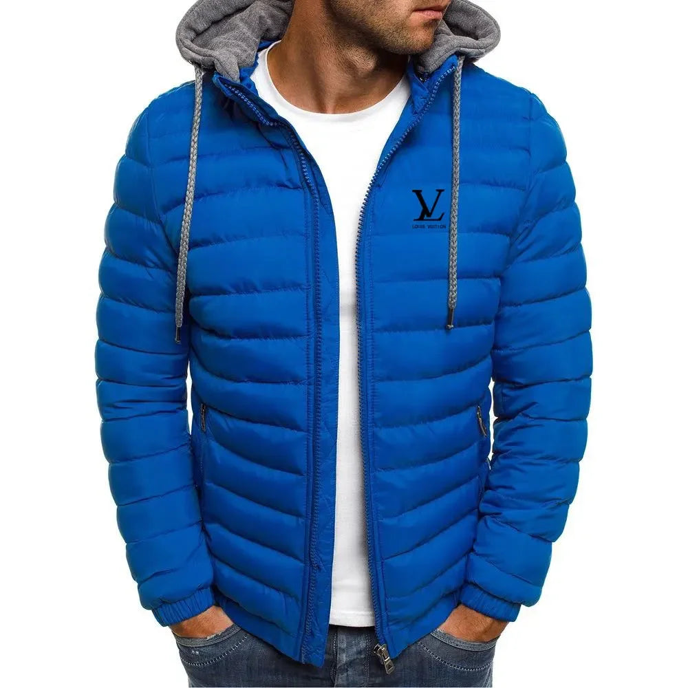 Men's new autumn and winter lightweight cotton-padded jacket, fashionable hooded jacket, outdoor sports hiking men's short coat