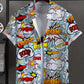 Men's Shirt Fashion Novel Graphic Tops Button Up Shirt Casual New Unisex Shirt Vacation Lapel Short Sleeves Shirt Graffiti Art