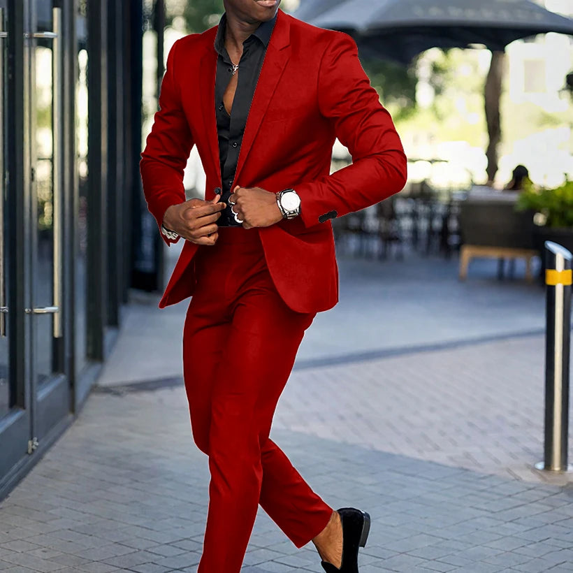 Fashion Black Slim Fit Men Suits Wedding Tuxedos Business Party Prom Best Blazer Sets Masculino 2 Piece Costume Homme Coat Pants