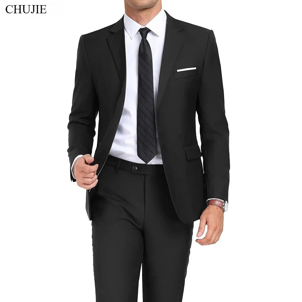 Men's 3 Piece Suit Set Solid Color for Wedding Formal Business Dress Blazer Vest Pants Classic Tuxedo Party Groomsmen