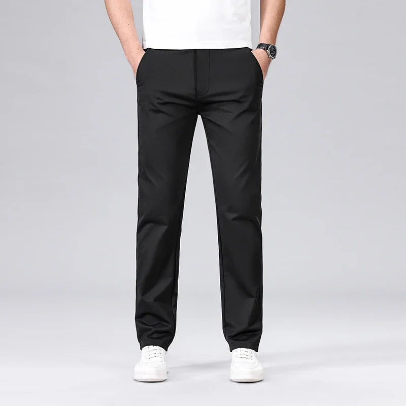 Men's Fashion Casual Pants Classic Style Business Straight Brand Fashion Anti-wrinkle Trousers Solid Color ArmyGreen Beige Khaki
