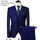 Men's 3 Piece Suit Set Solid Color for Wedding Formal Business Dress Blazer Vest Pants Classic Tuxedo Party Groomsmen