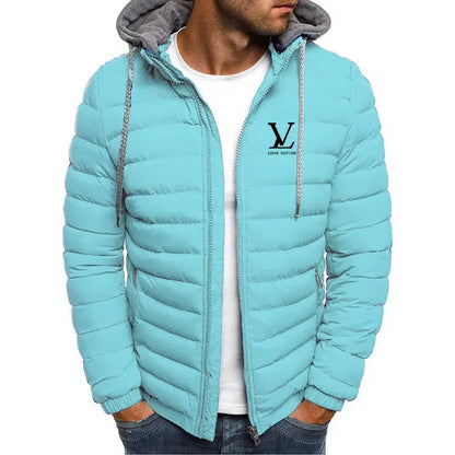 Men's new autumn and winter lightweight cotton-padded jacket, fashionable hooded jacket, outdoor sports hiking men's short coat