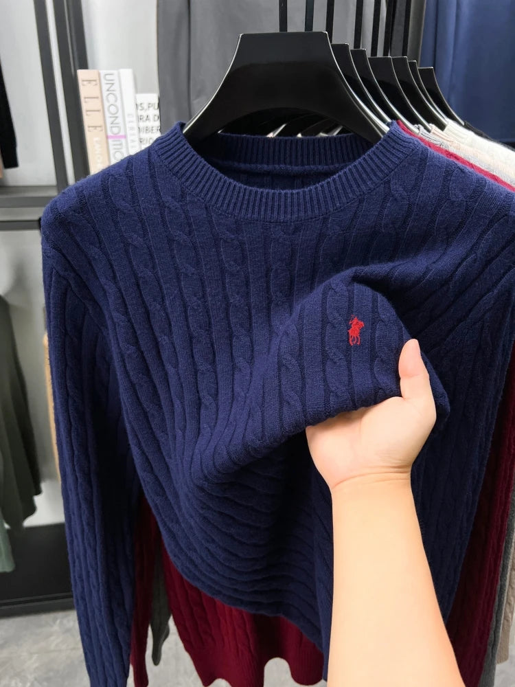 Luxury pony embroidery designer brand sweater men's new fashion unique jacquard comfort Paul casual knitted round neck pullover
