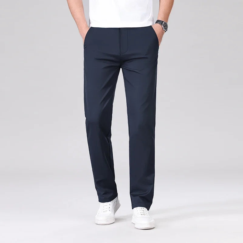Men's Fashion Casual Pants Classic Style Business Straight Brand Fashion Anti-wrinkle Trousers Solid Color ArmyGreen Beige Khaki