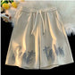 Summer Thin Vintage Patchwork Straight Loose Printed Letter Shorts Men Elastic Waist Drawing Pockets Versatile Wide Leg Pants