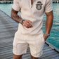 Summer Men's Luxury Polo Shirt Shorts Suit Fashion Trend Tracksuit 2 Pieces Vintage Tiger Print Outfit Set Male Casual Clothing