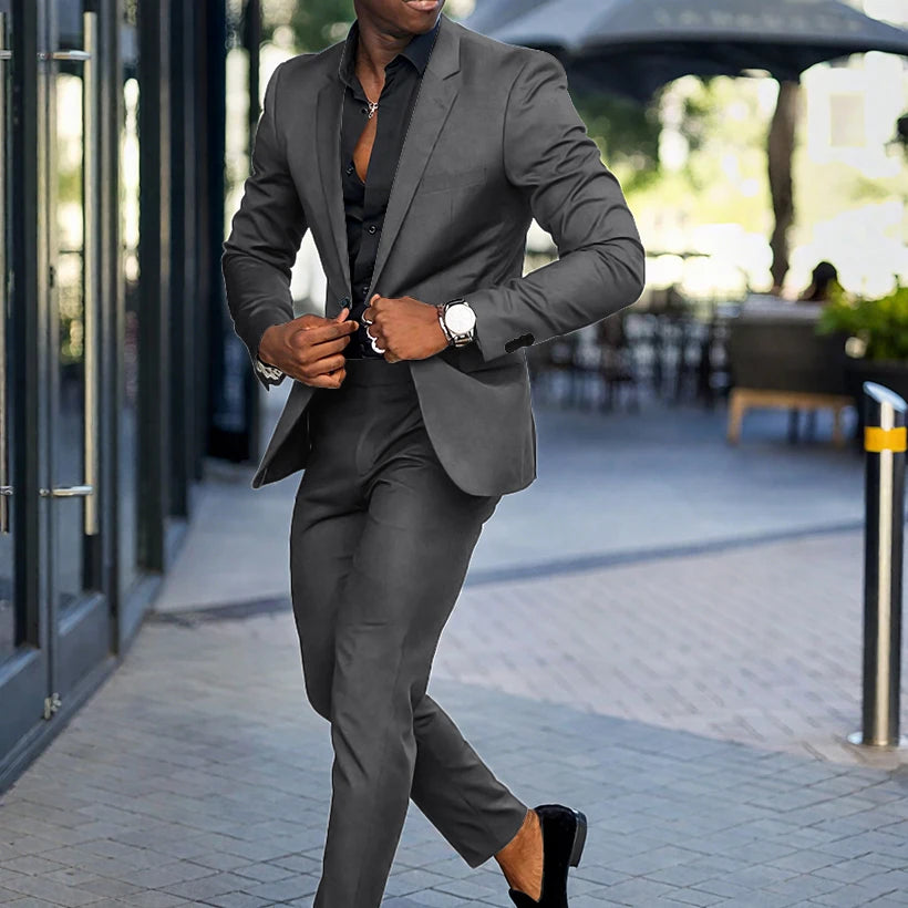 Fashion Black Slim Fit Men Suits Wedding Tuxedos Business Party Prom Best Blazer Sets Masculino 2 Piece Costume Homme Coat Pants