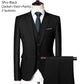 Men's 3 Piece Suit Set Solid Color for Wedding Formal Business Dress Blazer Vest Pants Classic Tuxedo Party Groomsmen