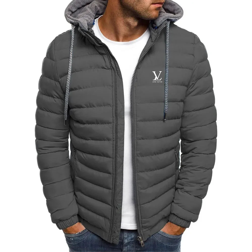 Men's new autumn and winter lightweight cotton-padded jacket, fashionable hooded jacket, outdoor sports hiking men's short coat