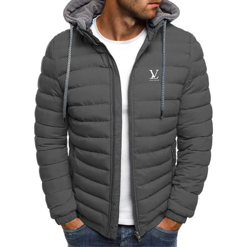 Men's new autumn and winter lightweight cotton-padded jacket, fashionable hooded jacket, outdoor sports hiking men's short coat