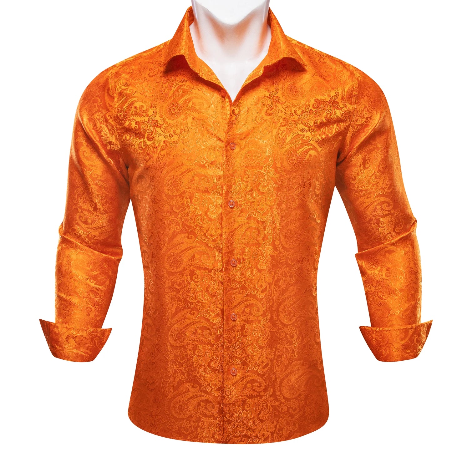 Designer Silk Shirts for Men Blue Gold Green Red White Black Paisley Embroidered Slim Fit Male Blouses Casual Long Sleeve