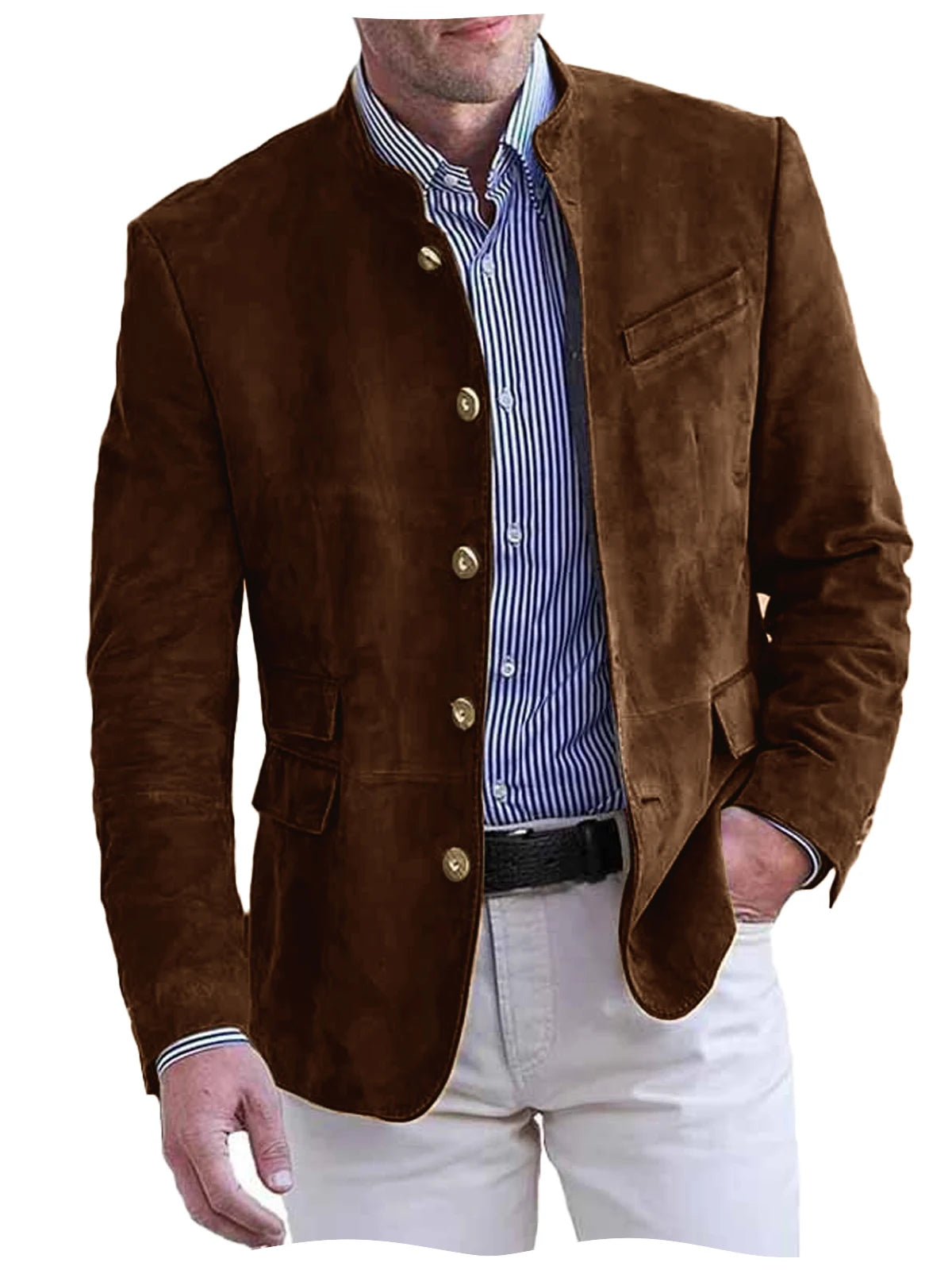 Autumn Winter Men's Casual Blazer Fashion Single-Breasted Snowflake Fleece Jacket Solid Color Daily Work Business Party Coats