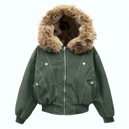 Hip-hop Winter Men Coat New Casual Thick Warm Women Parka Coat Streetwear Loose Hooded Faux Mink Collar Couple Short Coat