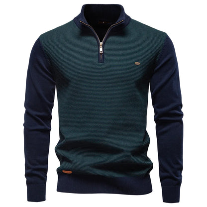 Autumn Winter New Fashion Men's Half Zipper Stand Collar Casual Trendy Business Slim Knitted Pullover Sweaters Male Clothes Tops