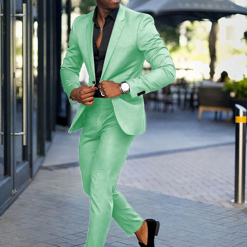 Fashion Black Slim Fit Men Suits Wedding Tuxedos Business Party Prom Best Blazer Sets Masculino 2 Piece Costume Homme Coat Pants