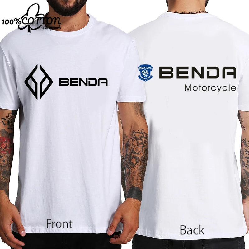 Harajuku Benda Motorcycle printed T-shirt 100%Cotton top Unisex shirt short sleeve O-neck Loose Street Fashion