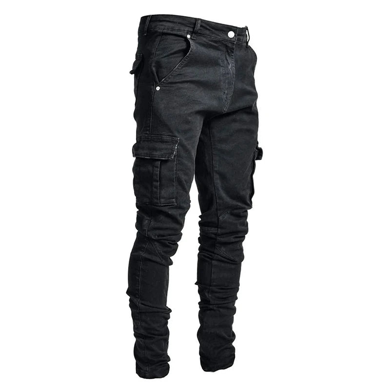 Casual Denim Jeans Men Motorcycle Pants with Protective Gear Slim Jeans Mens Cycling Pant Spring Autumn Blue Black Trousers New