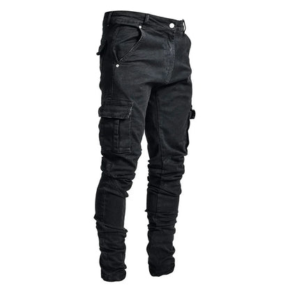 Casual Denim Jeans Men Motorcycle Pants with Protective Gear Slim Jeans Mens Cycling Pant Spring Autumn Blue Black Trousers New