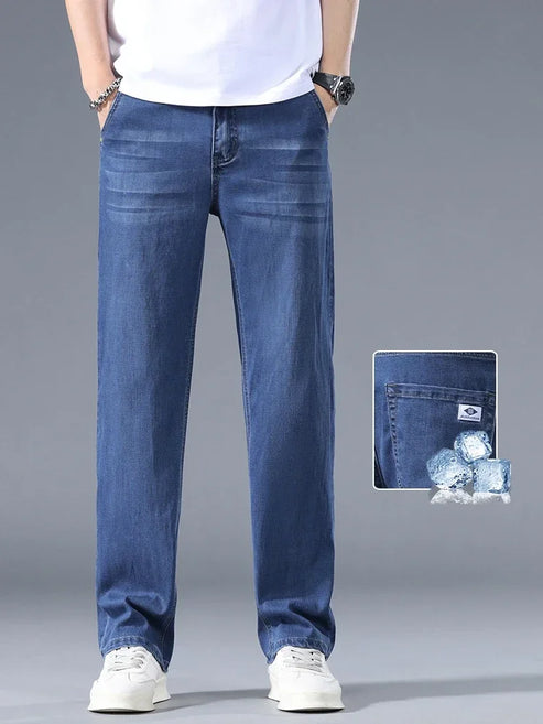 Lyocell Business Jeans Men's Spring Thin Casual Straight Fashion Loose Brand Pants Comfortable Male Denim Trousers Versatile