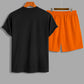 Short-sleeved shorts summer men's suit simple fitted T-shirt letter print with the same printed shorts two-piece set