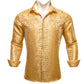Designer Silk Shirts for Men Blue Gold Green Red White Black Paisley Embroidered Slim Fit Male Blouses Casual Long Sleeve