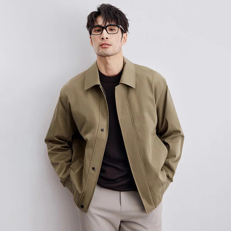 Men's Administrative Collar Jacket Pure Color Outerwear Spring Autumn New Style Fashion Brand High-End Sensation Long Sleeve