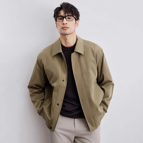 Men's Administrative Collar Jacket Pure Color Outerwear Spring Autumn New Style Fashion Brand High-End Sensation Long Sleeve