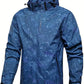 2025 Men's Casual Waterproof Windbreaker Jacket Full Zip Up Hooded Shell Outdoor Hiking Coat For Autumn Plus Size