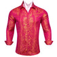 Designer Silk Shirts for Men Blue Gold Green Red White Black Paisley Embroidered Slim Fit Male Blouses Casual Long Sleeve